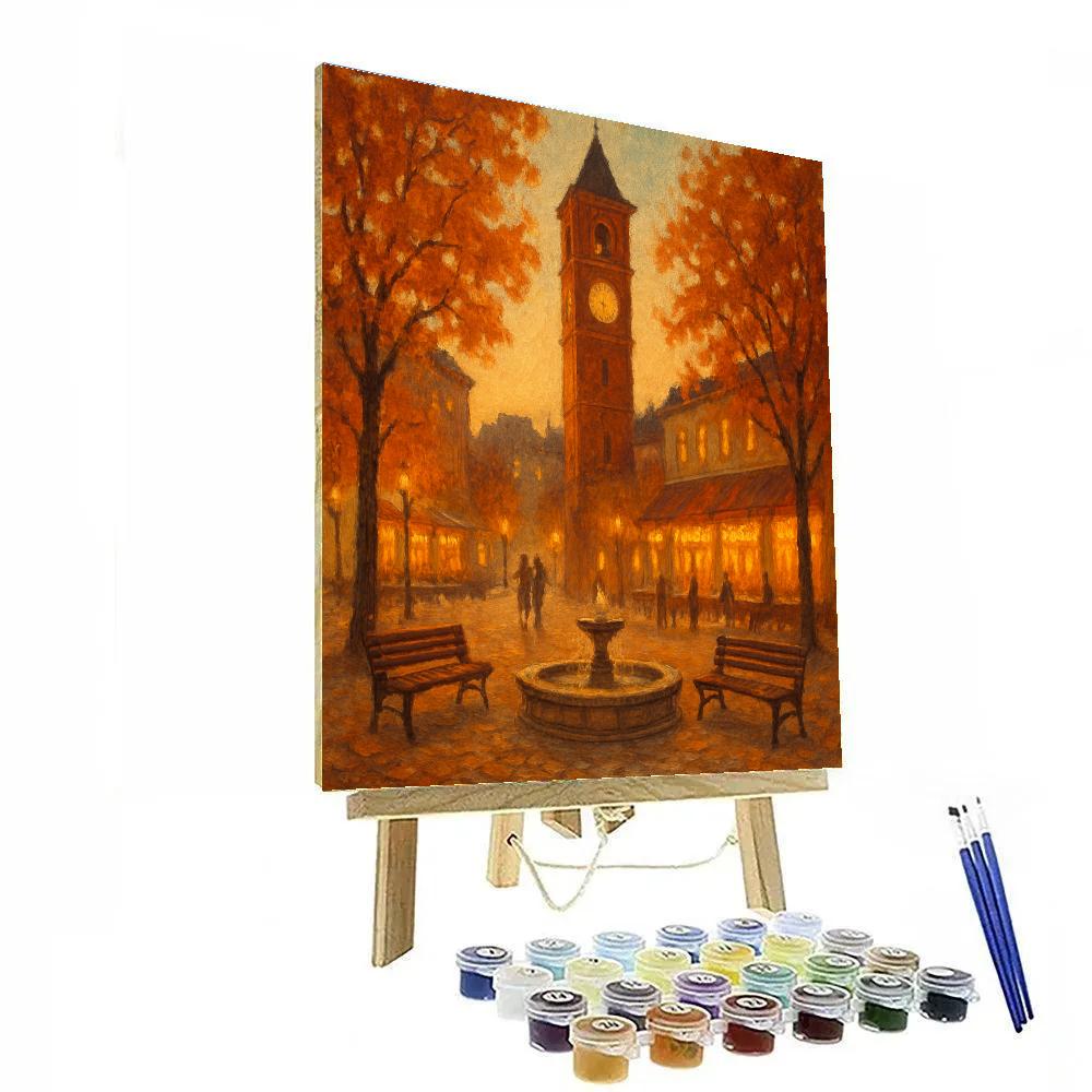 Autumn Clocktower Square Paint by numbers art