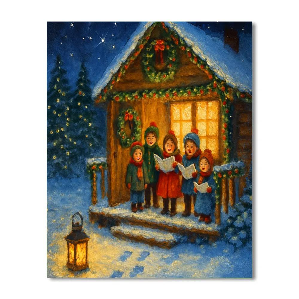 Starlit Cabin Choir painting number kit