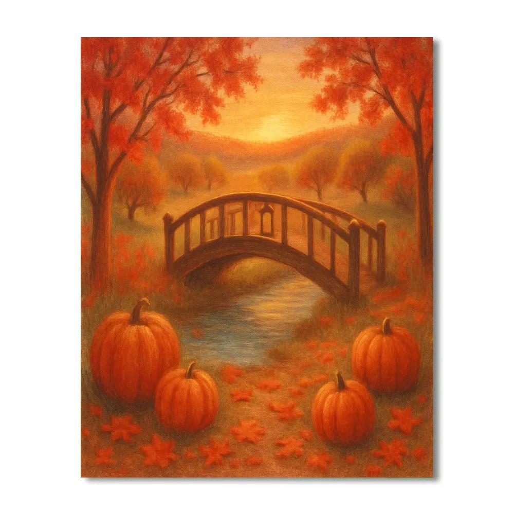 Autumn Lantern Bridge Paint by numbers art