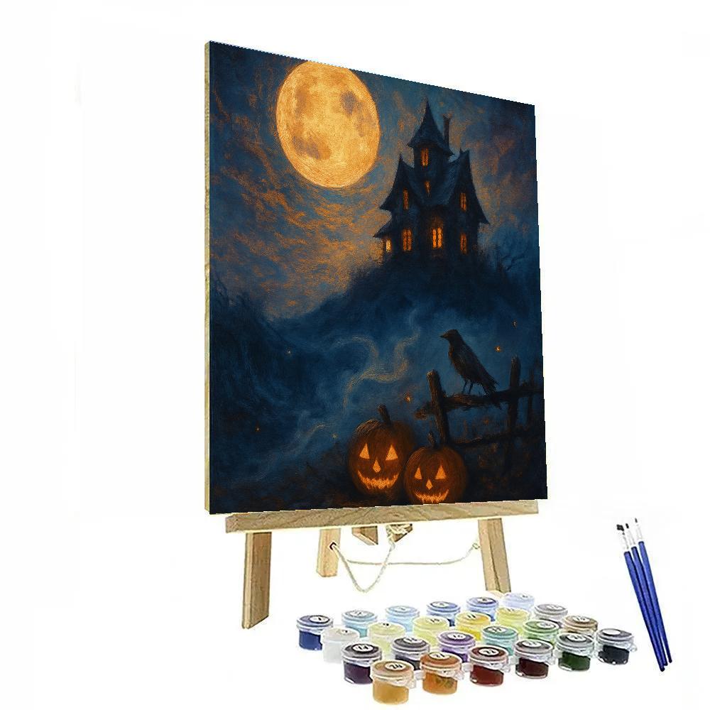 Moonlit Hollow Manor Number painting