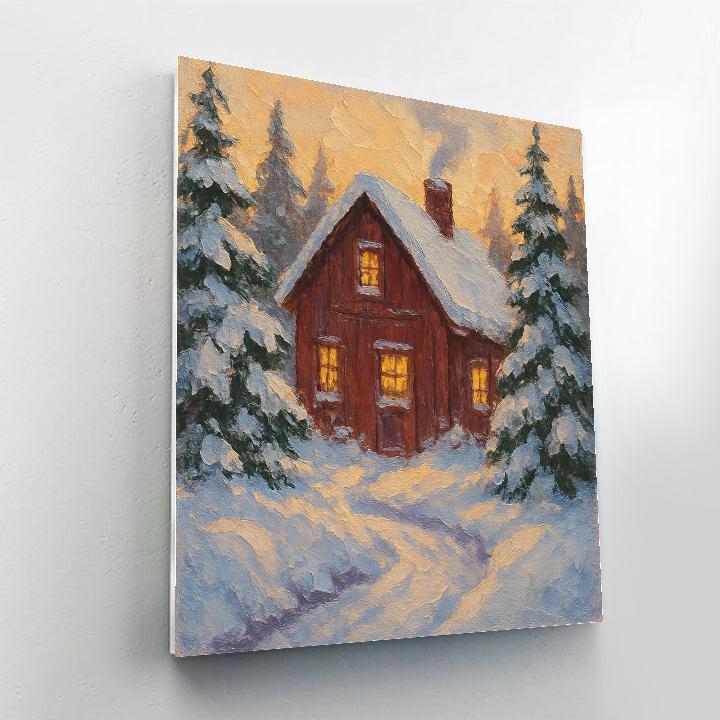Red Barn Winter Glow paint by numbers