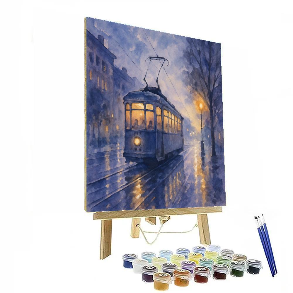 Rainy Tramway Serenade Paint by numbers art