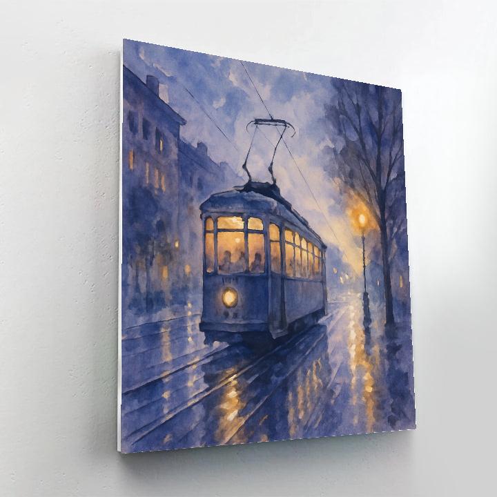 Rainy Tramway Serenade Paint by numbers art
