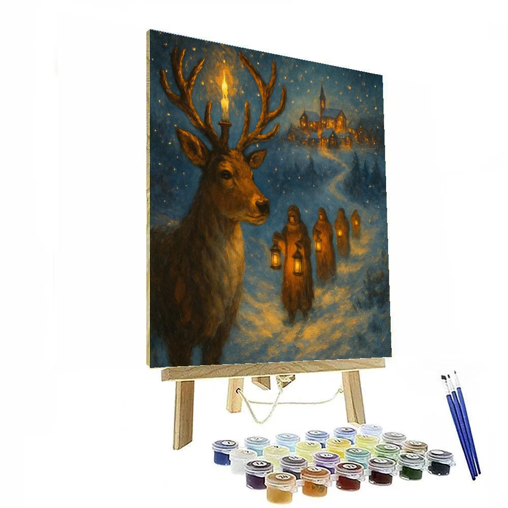 Reindeer Lantern Procession Painting by numbers kit