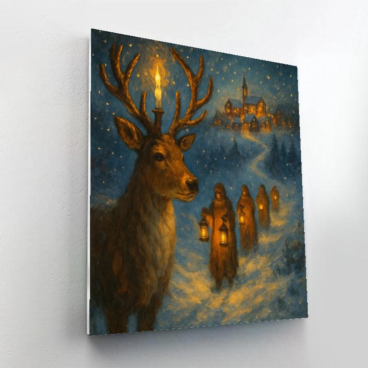 Reindeer Lantern Procession Painting by numbers kit