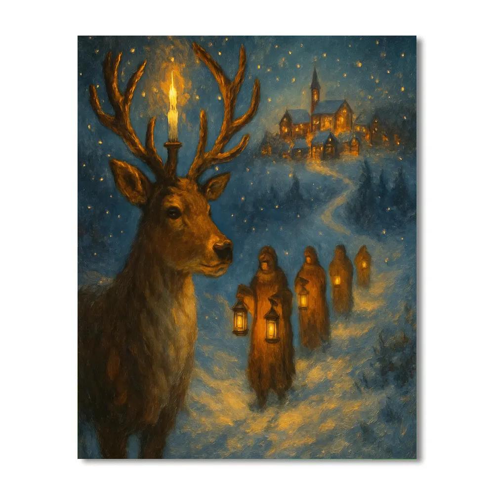 Reindeer Lantern Procession Painting by numbers kit