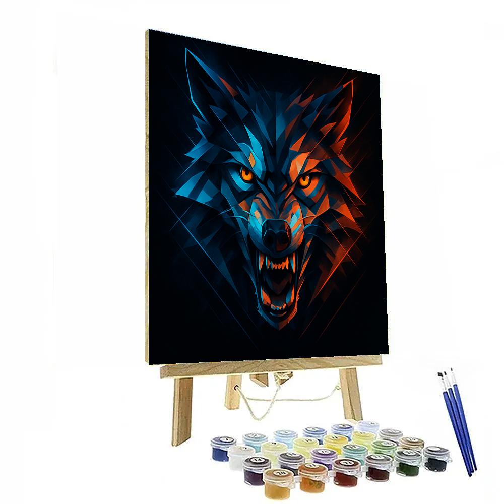 Electric Wolf Sigil Number painting