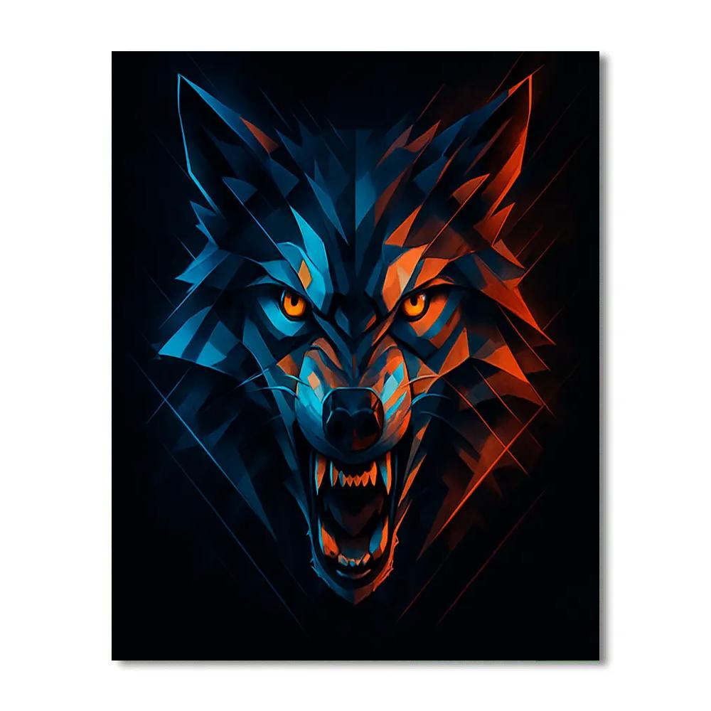 Electric Wolf Sigil Number painting