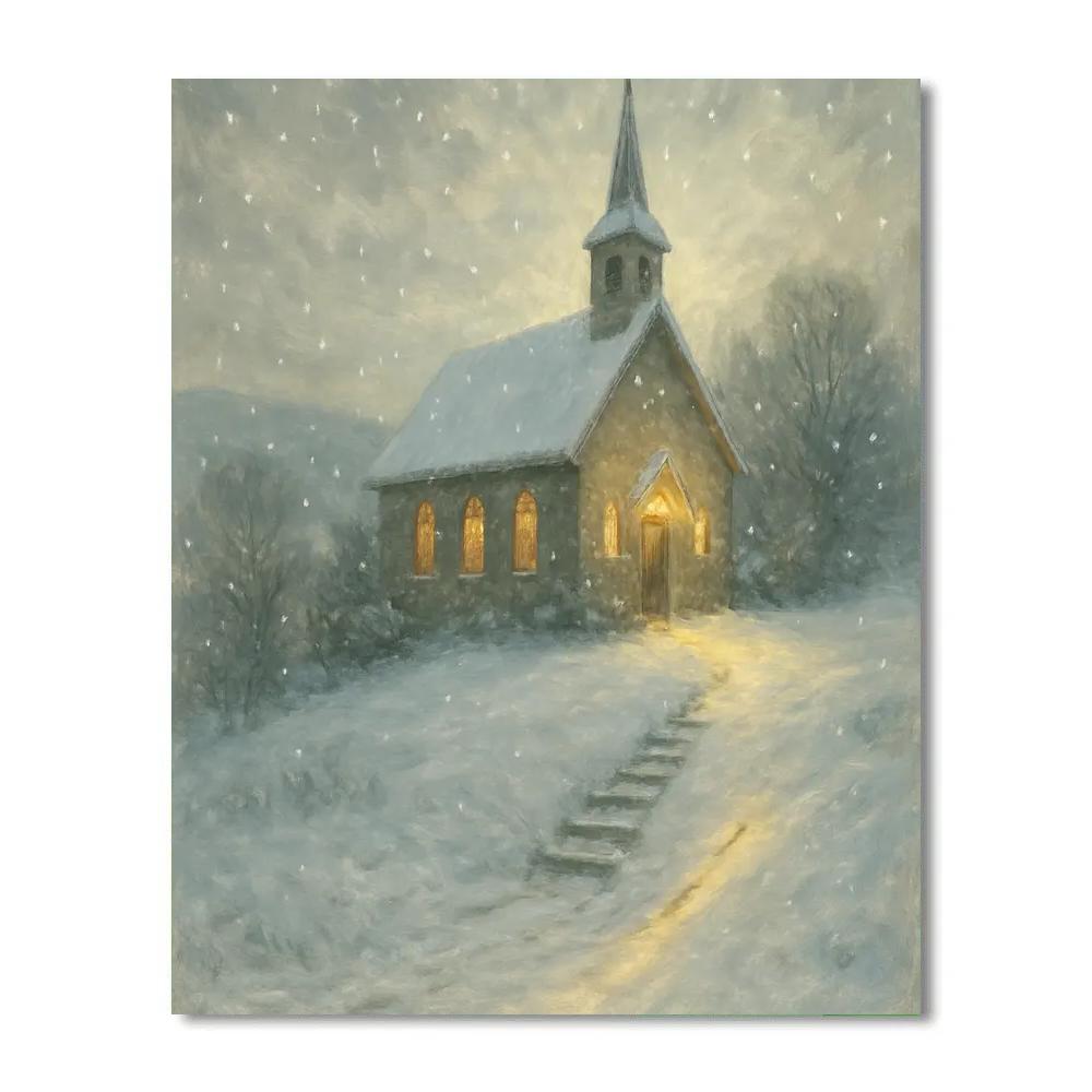 Frosted Church On The Hill paint by numbers