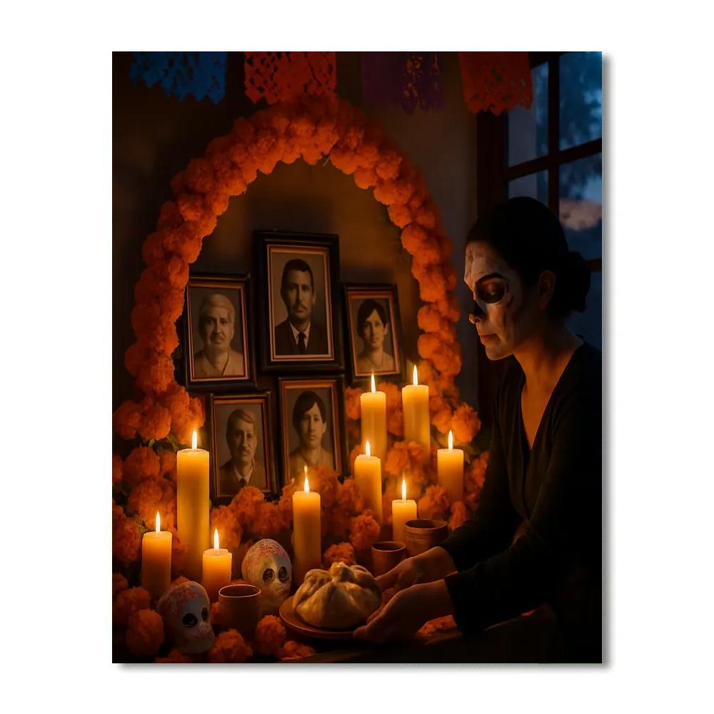 Dia De Muertos Family Ofrenda painting number kit