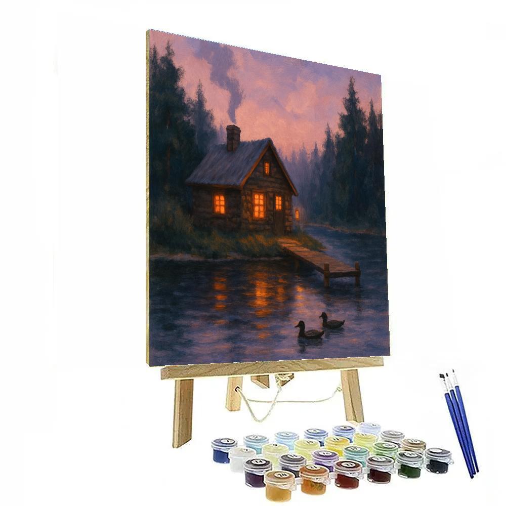 Cabin Lantern Glow Painting by numbers kit