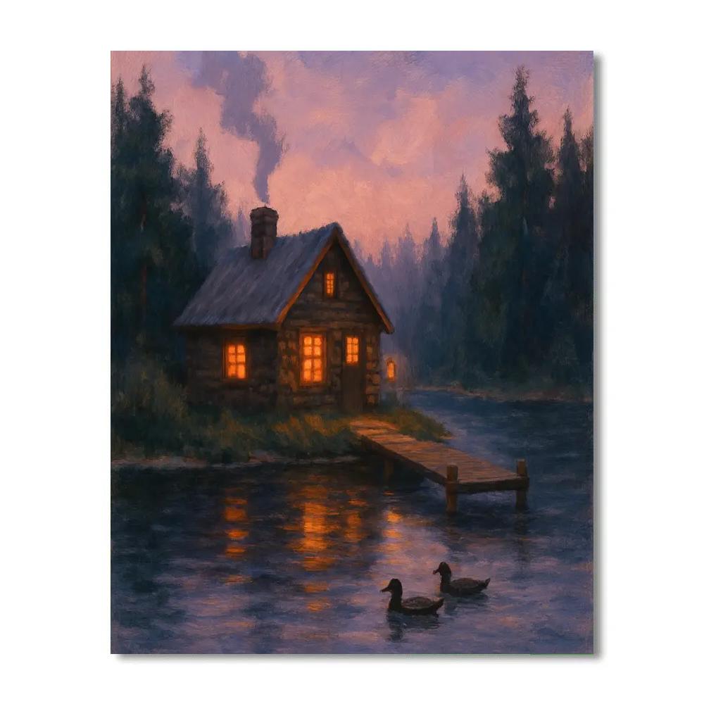 Cabin Lantern Glow Painting by numbers kit