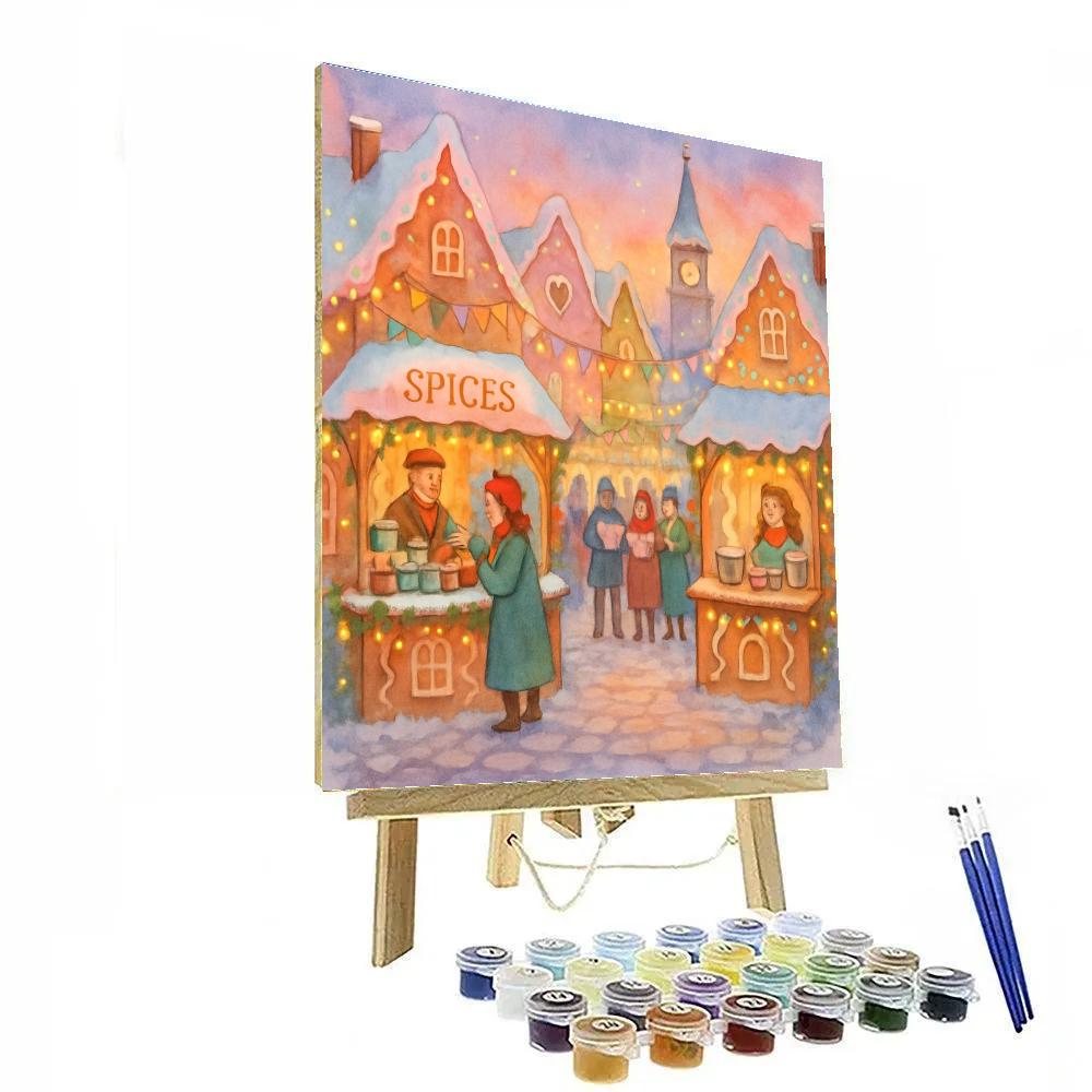 Gingerbread Market Twilight paint by numbers