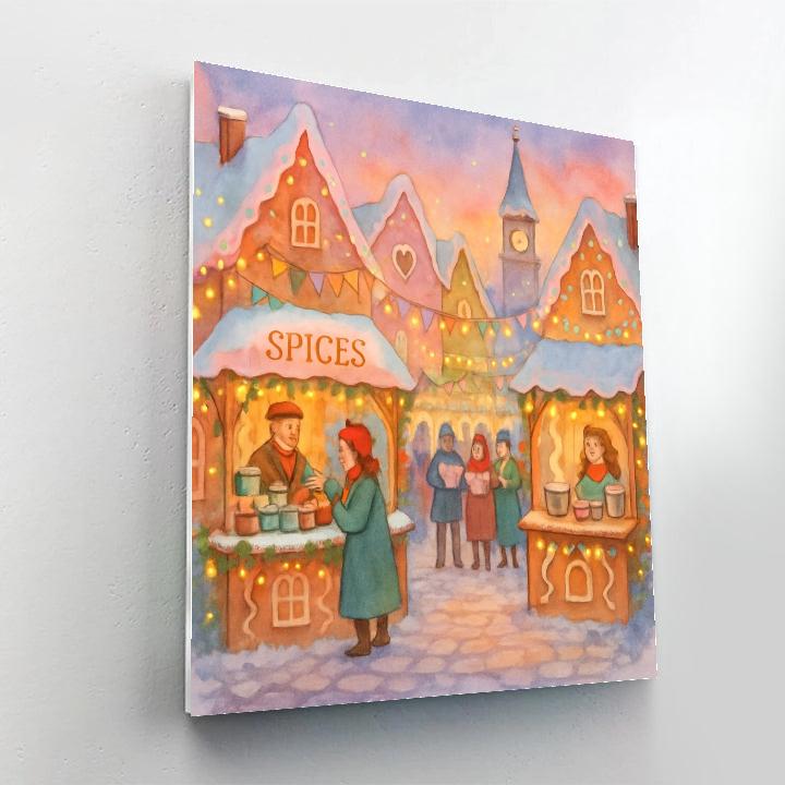Gingerbread Market Twilight paint by numbers