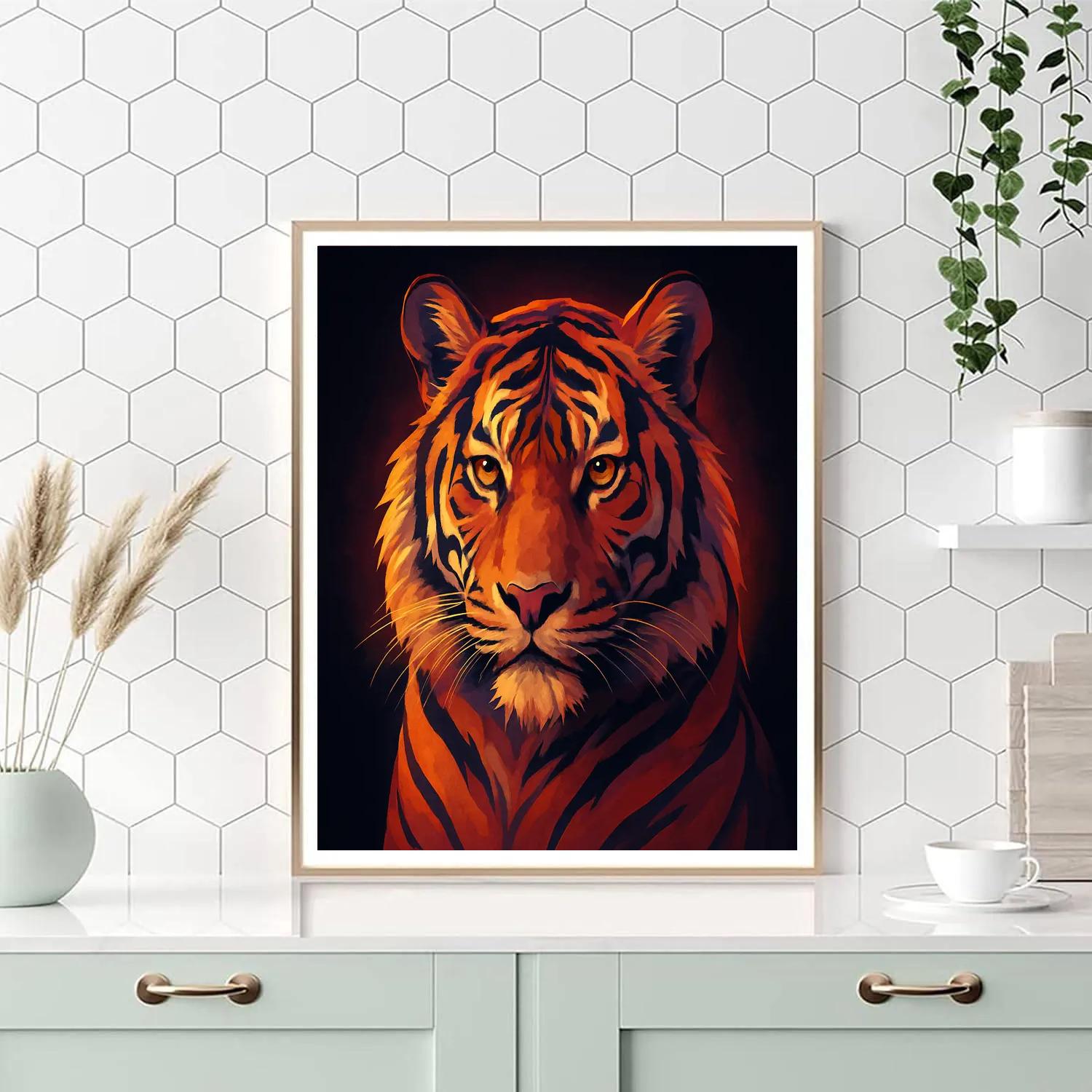 Sunset Tiger Fragment Paint by numbers art