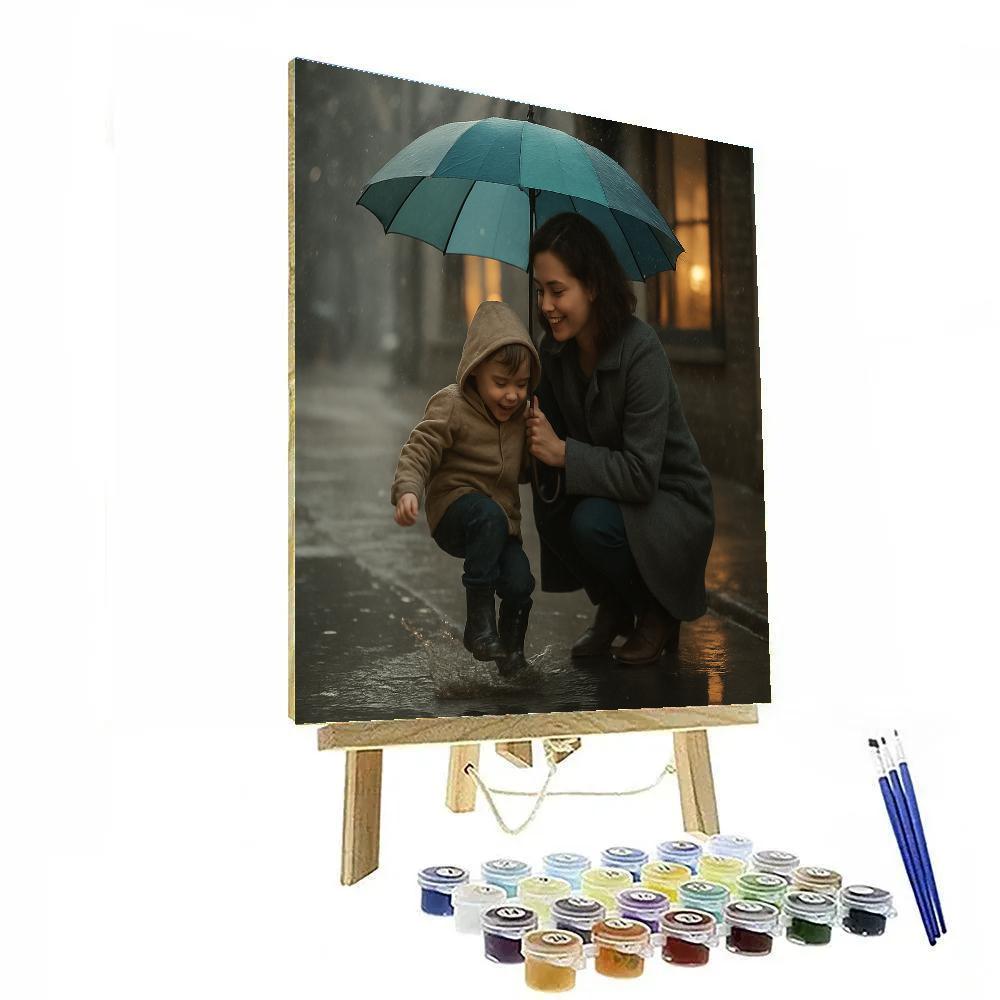 Rainy Day Umbrella Walk Number painting