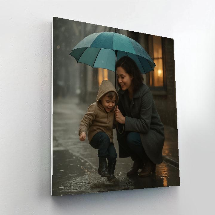 Rainy Day Umbrella Walk Number painting
