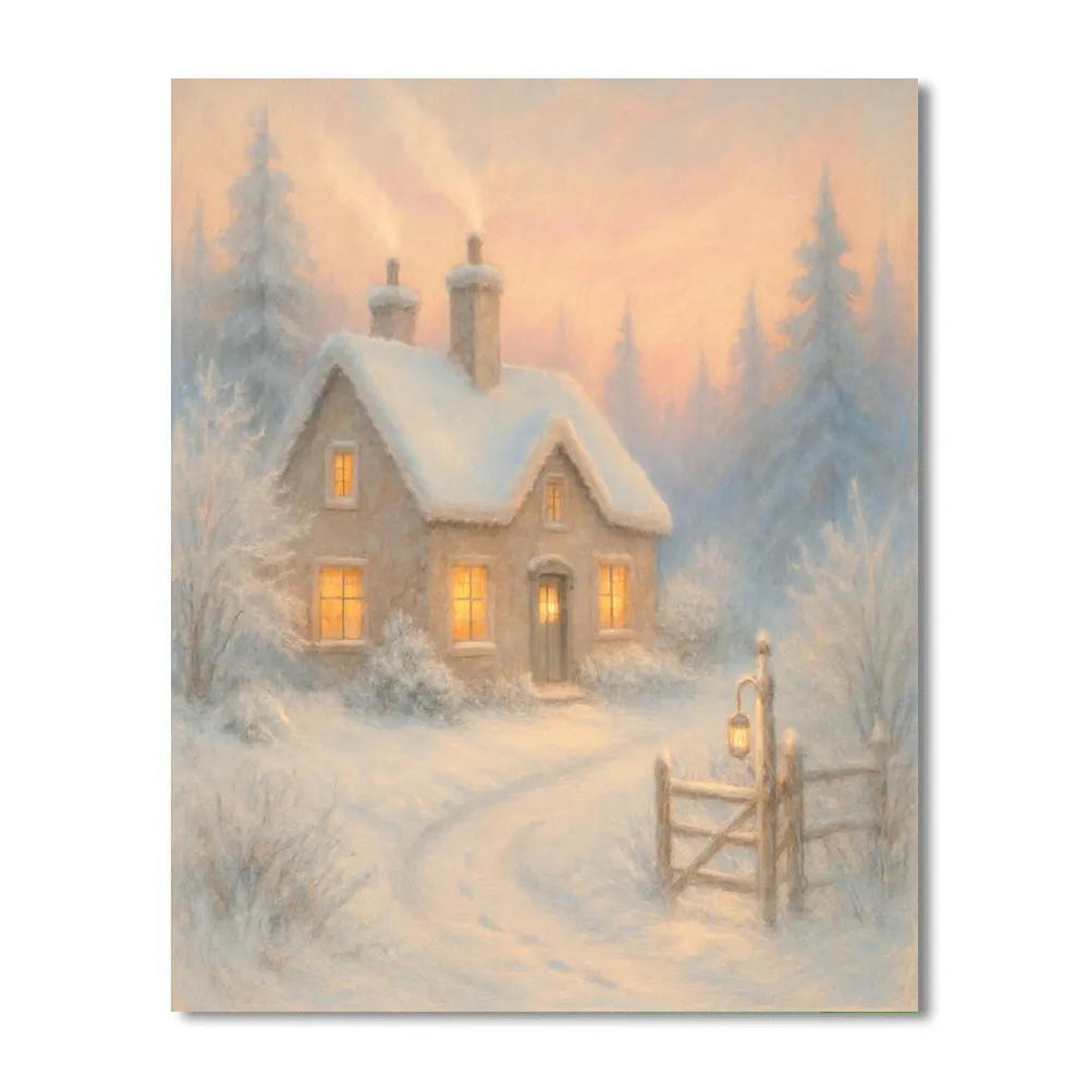 Cottage Smoke And Frosted Pines Numbered painting kits