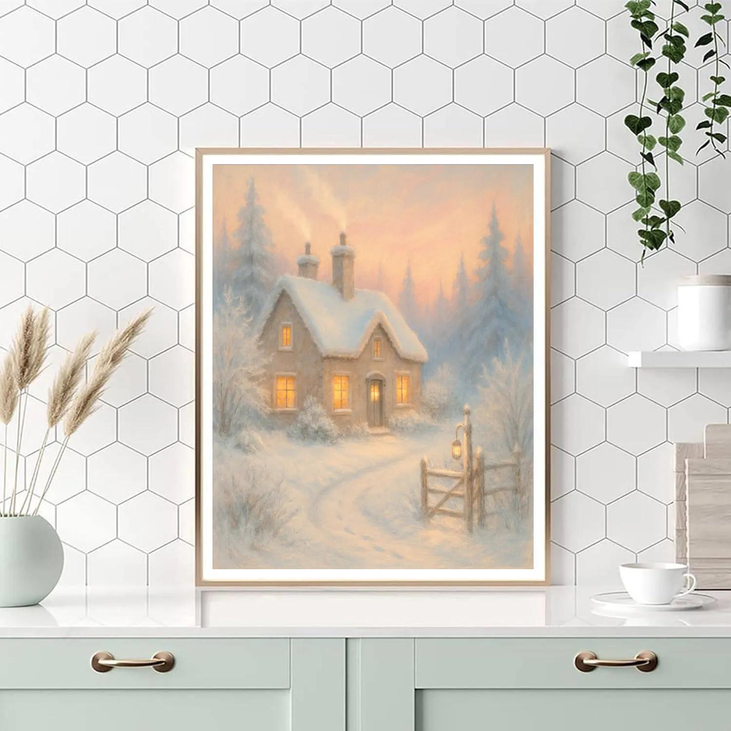 Cottage Smoke And Frosted Pines Numbered painting kits