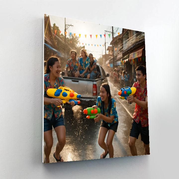 Songkran Water Street Celebration DIY paint by numbers