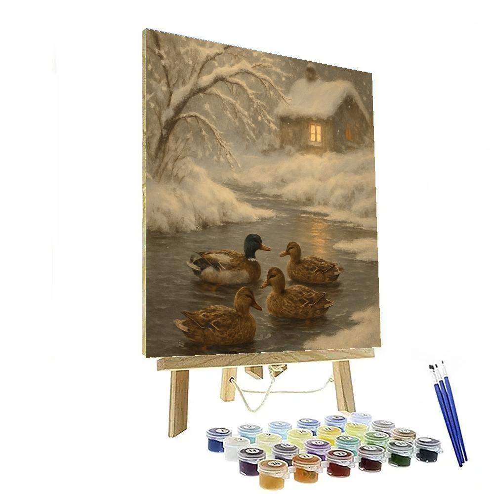Pond Ducks In Winter Hearth Paint by numbers art