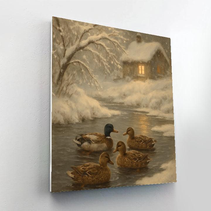 Pond Ducks In Winter Hearth Paint by numbers art