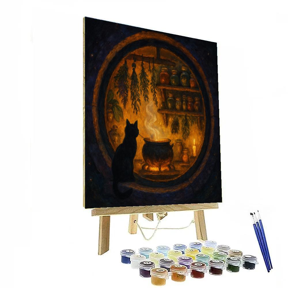 Witchs Kitchen Window Glow DIY paint by numbers