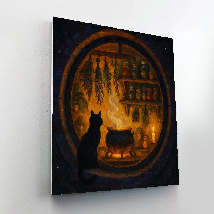 Witchs Kitchen Window Glow DIY paint by numbers