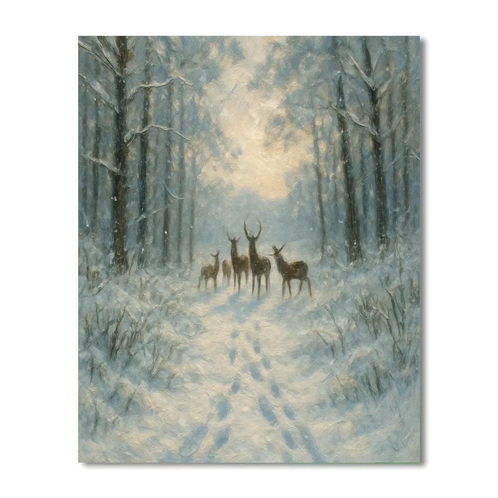 Silent Deer Crossing Number painting