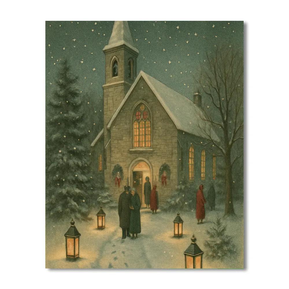 Midnight Church Lanterns paint by number