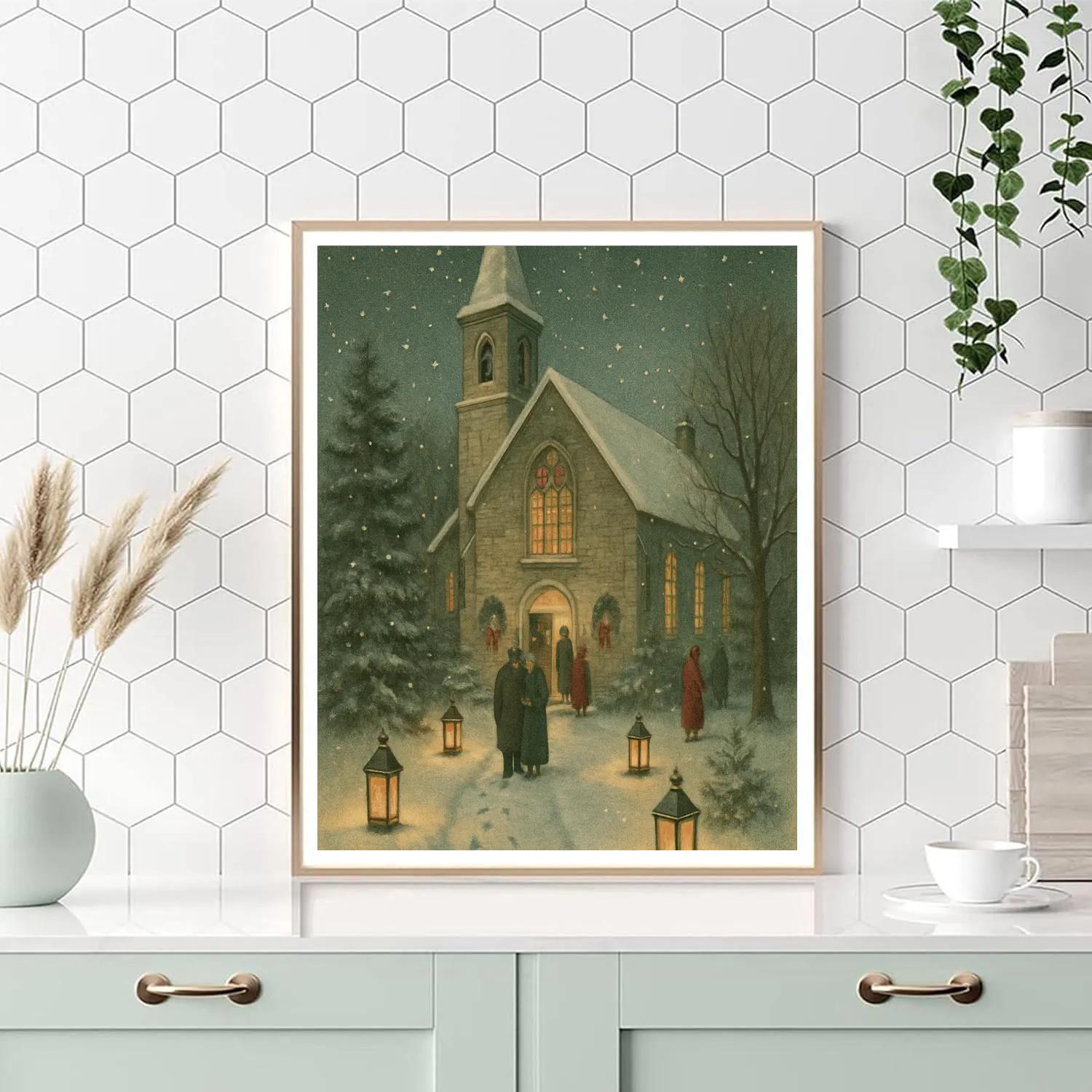 Midnight Church Lanterns paint by number
