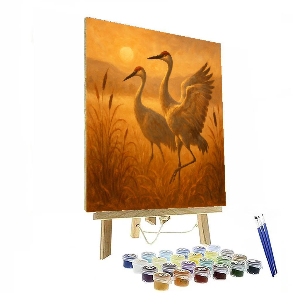 Cranes On The Golden Marsh Painting by numbers kit