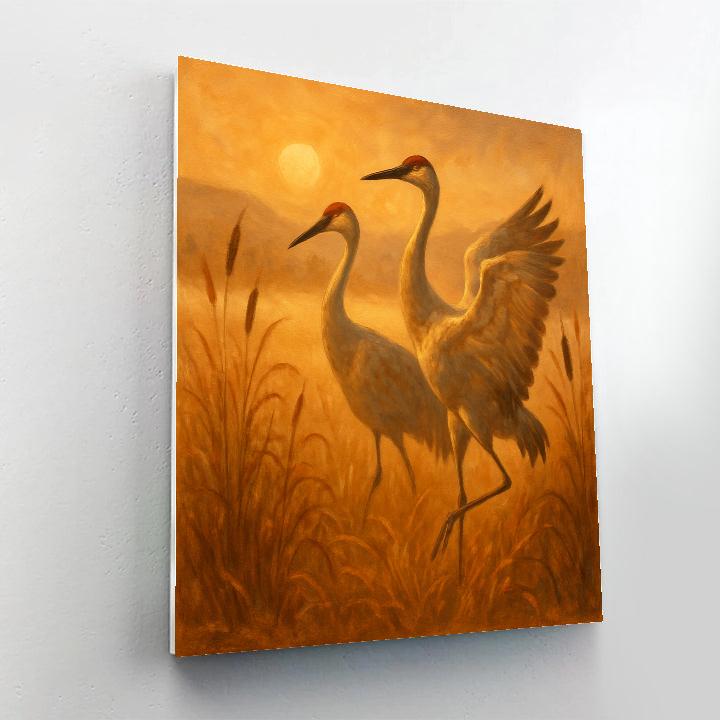 Cranes On The Golden Marsh Painting by numbers kit