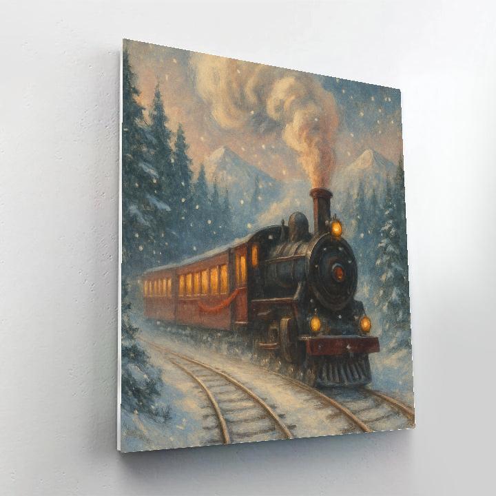 Snow-Brush Train Ride paint by numbers