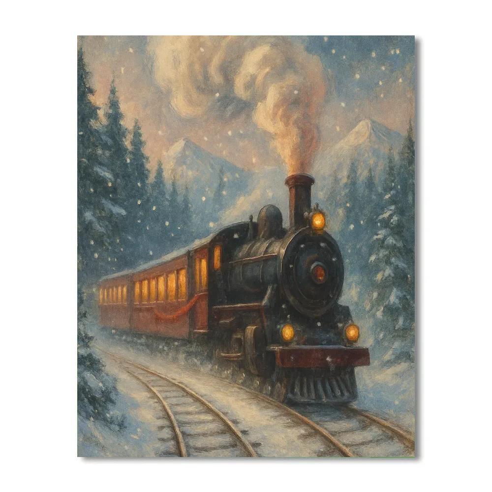 Snow-Brush Train Ride paint by numbers