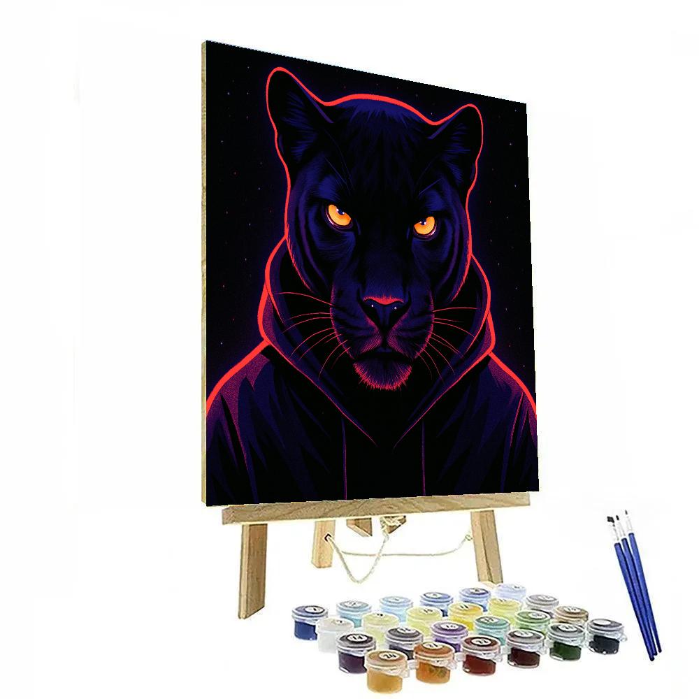 Glittering Panther Halo Paint by numbers art