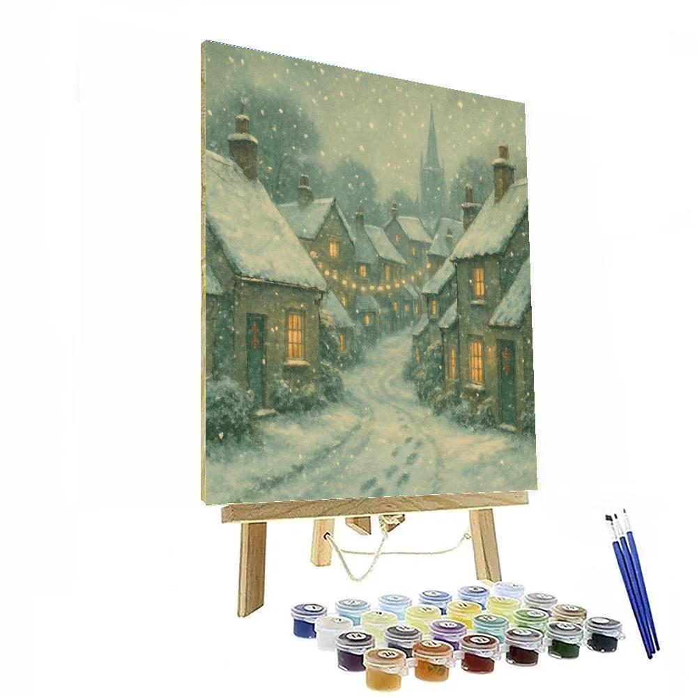 Village Under Gentle Snow Numbered painting kits
