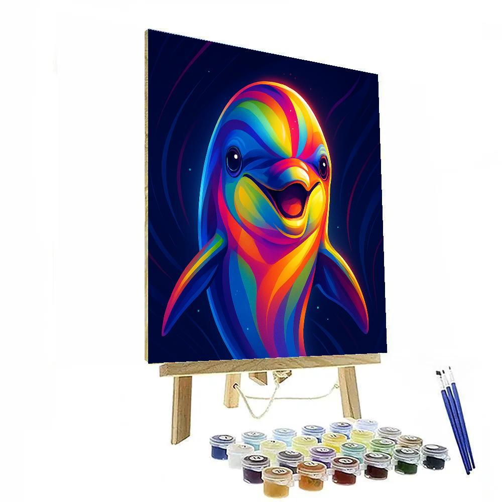 Prismatic Dolphin Pulse Paint by numbers art