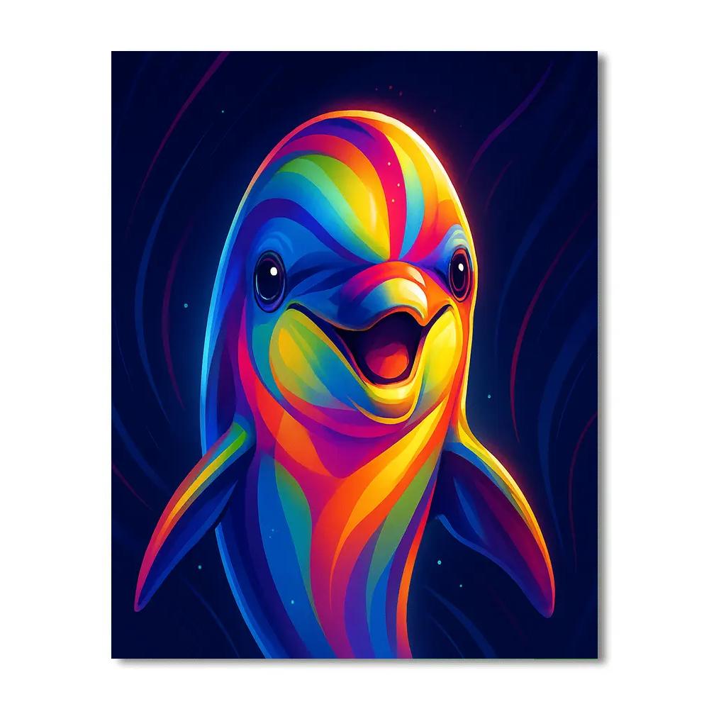 Prismatic Dolphin Pulse Paint by numbers art