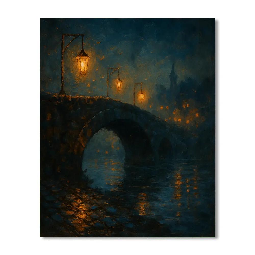 Lantern Bridge Over Mist Number painting