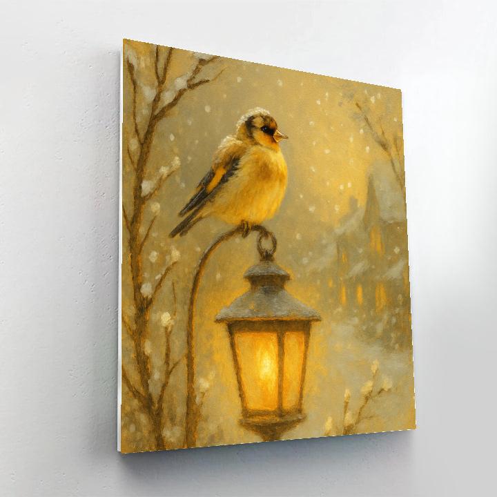 Winter Goldfinch Lantern DIY paint by numbers
