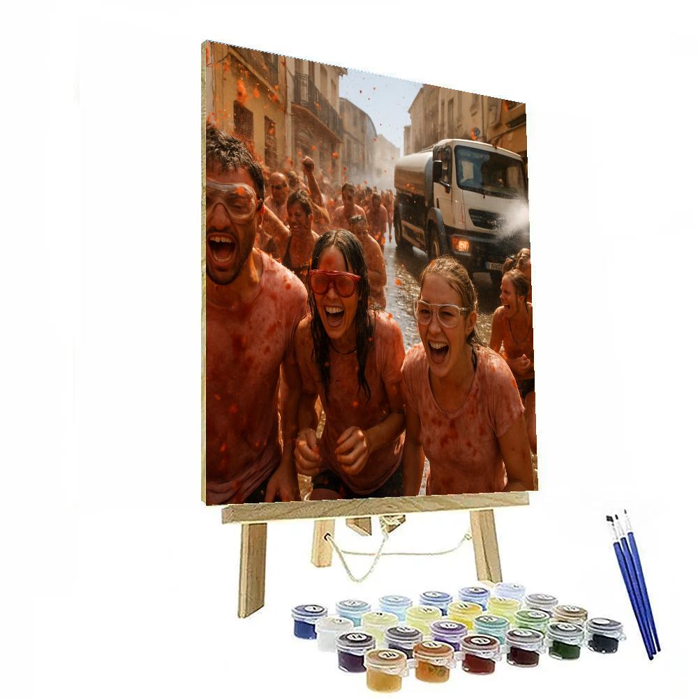 La Tomatina Tomato Fight Bunol paint by numbers