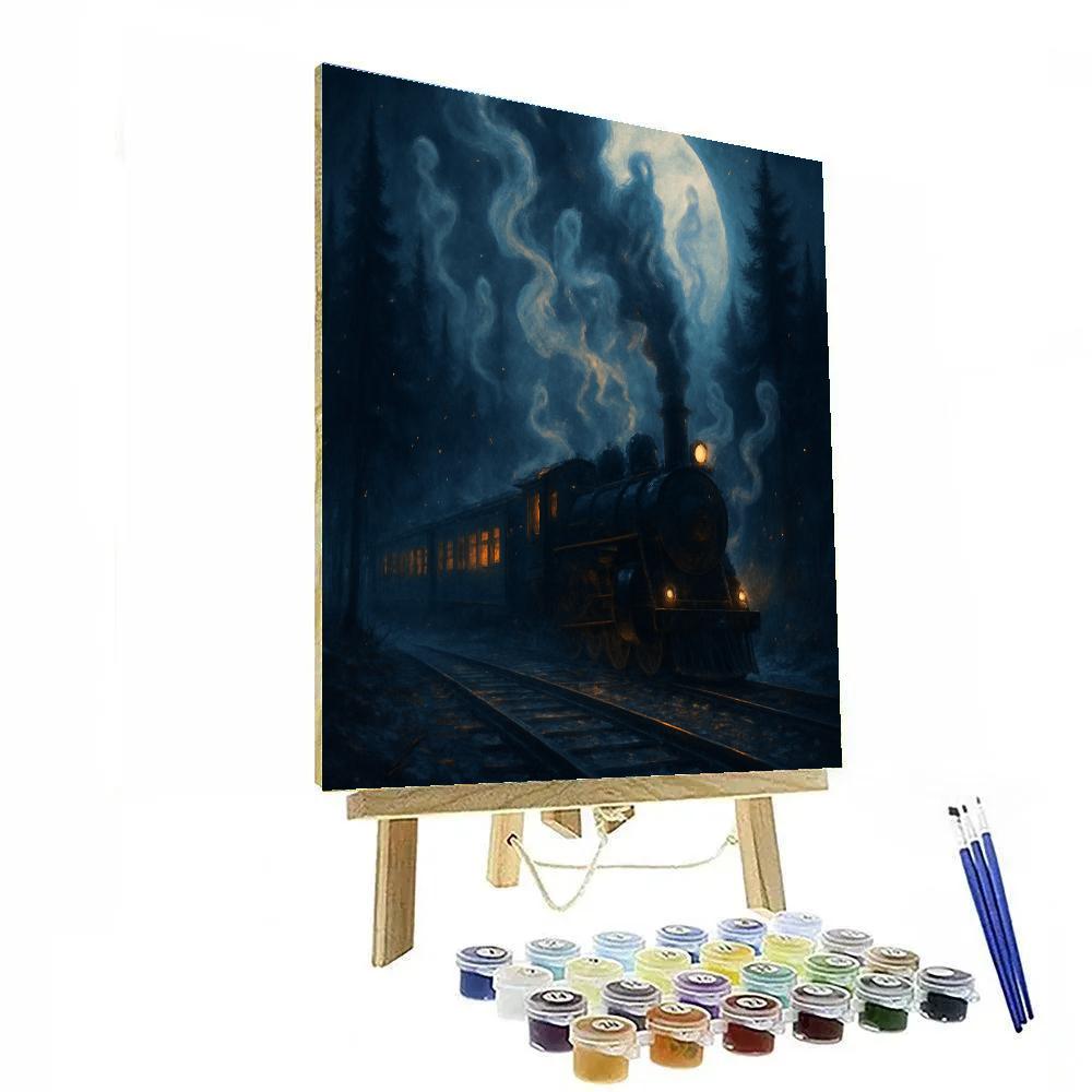 Spectral Train Through Pines paint by number