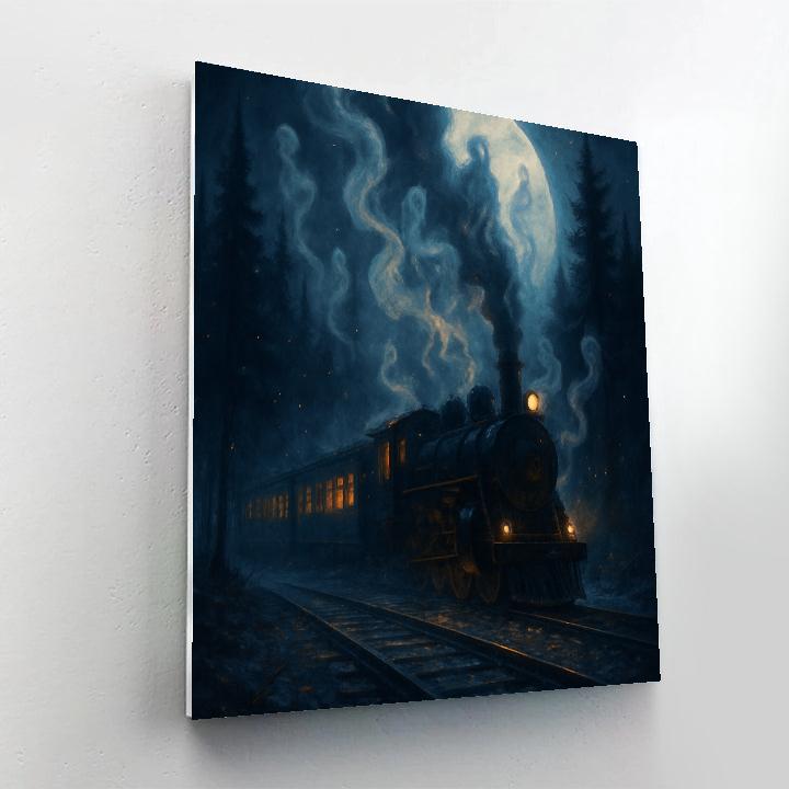 Spectral Train Through Pines paint by number