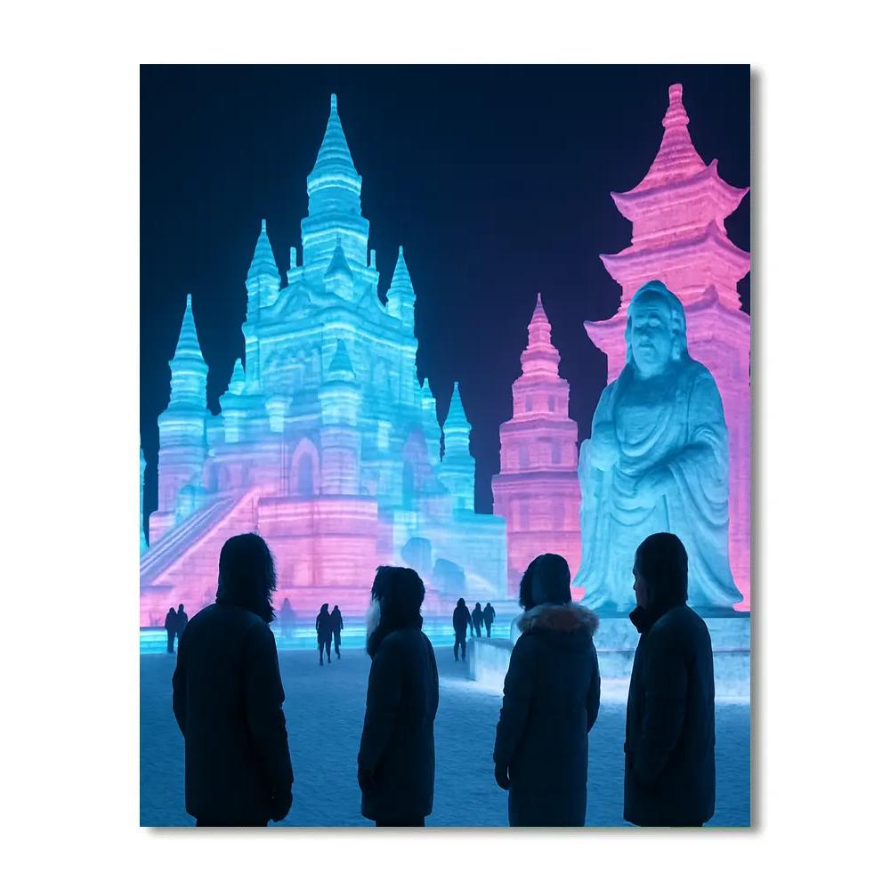 Harbin Ice Sculpture Festival Night Numbered painting kits