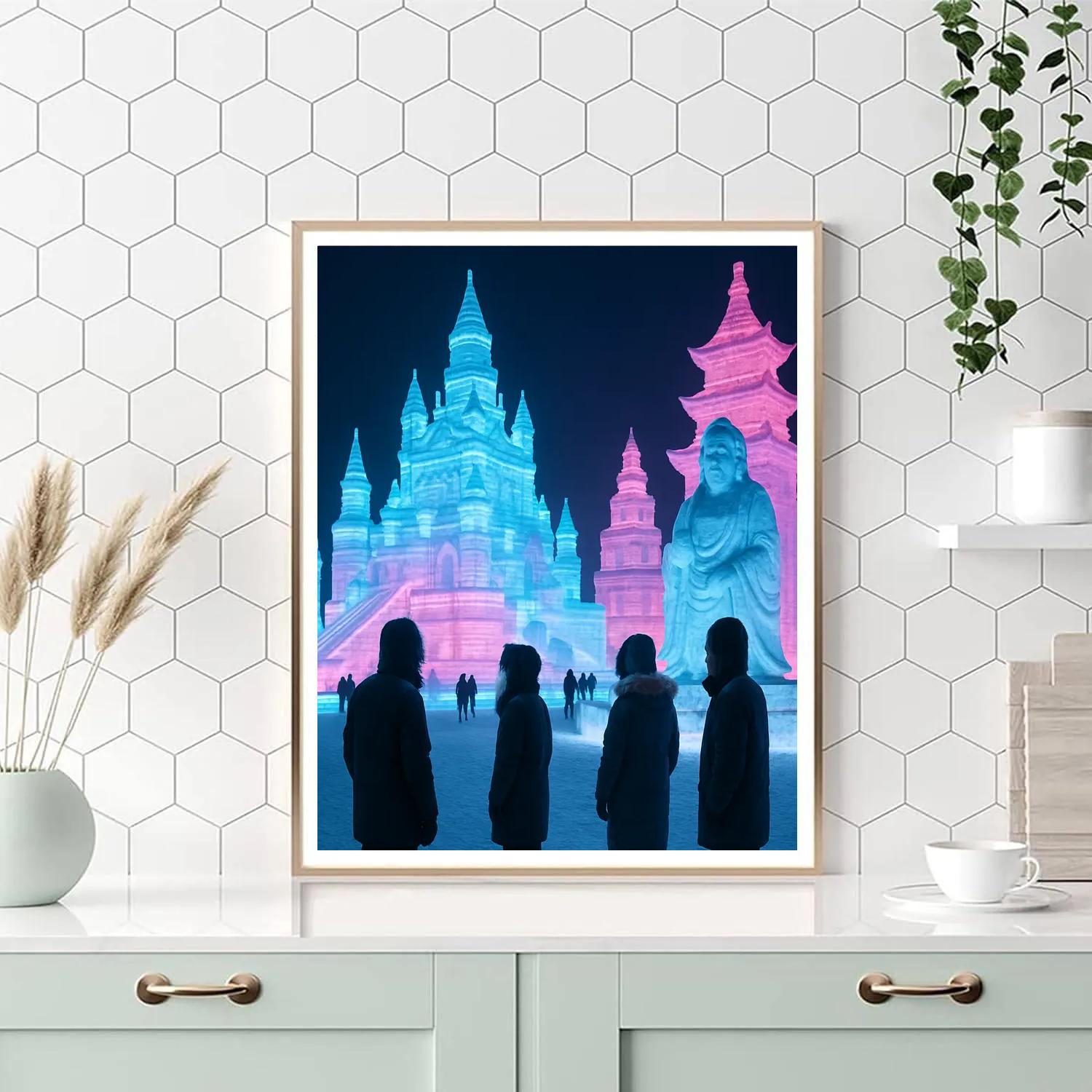 Harbin Ice Sculpture Festival Night Numbered painting kits