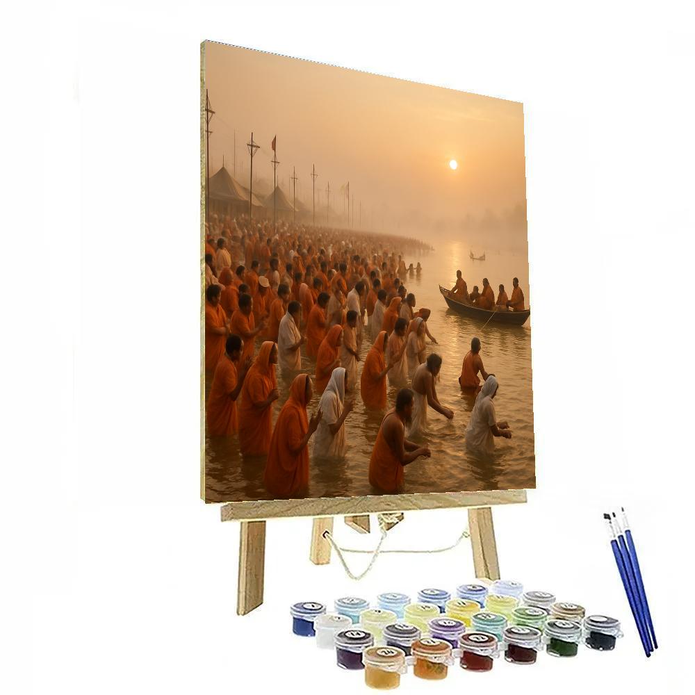 Kumbh Mela River Bathing Paint by numbers art