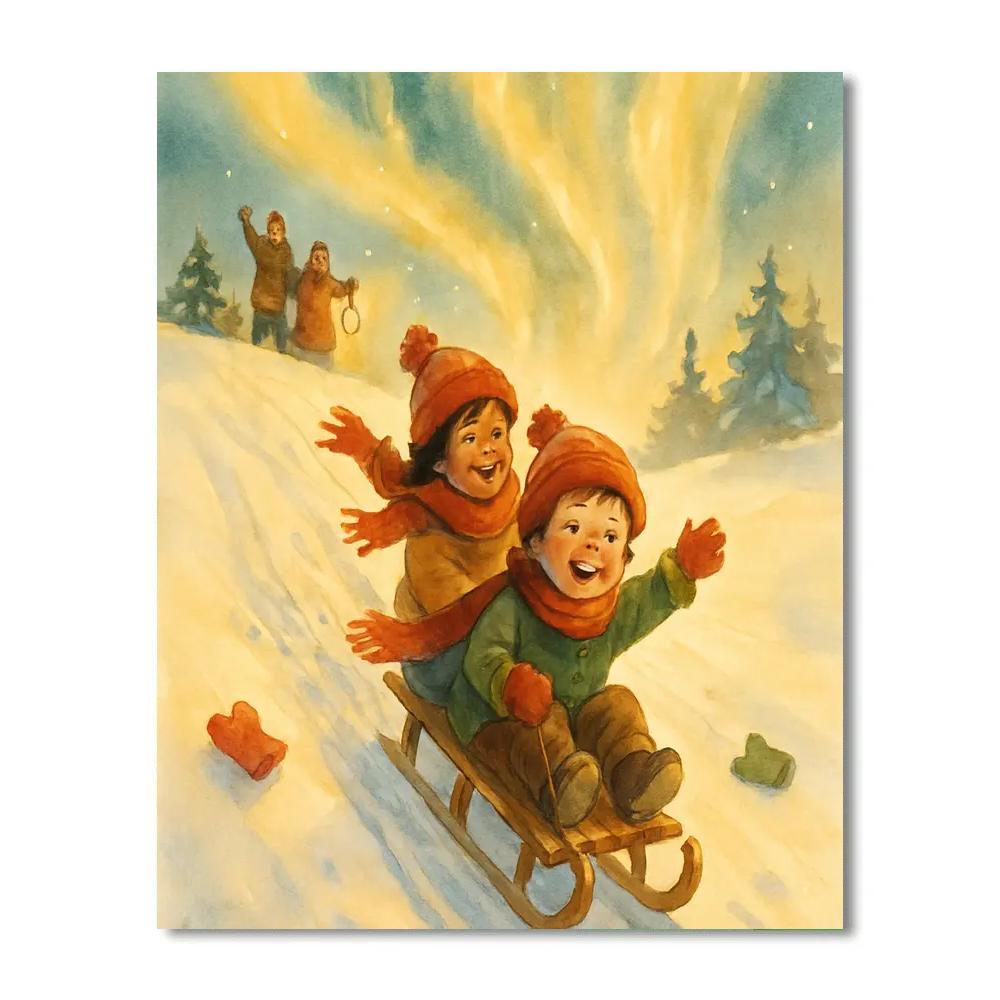 Starry Sledding Ridge paint by numbers