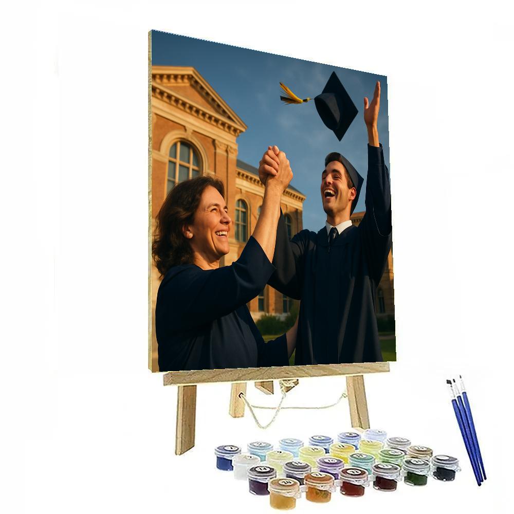 Graduation Cap Toss Support Painting by numbers kit