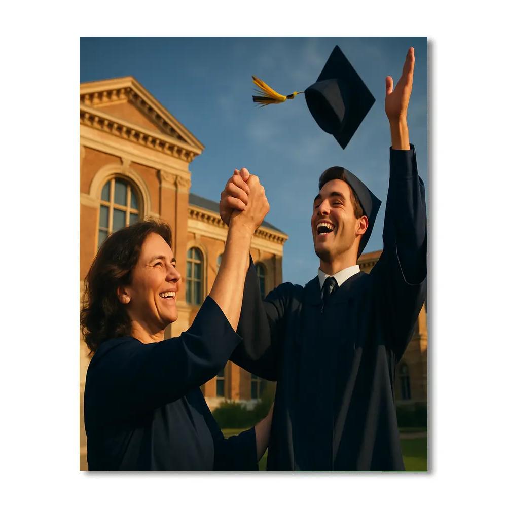 Graduation Cap Toss Support Painting by numbers kit